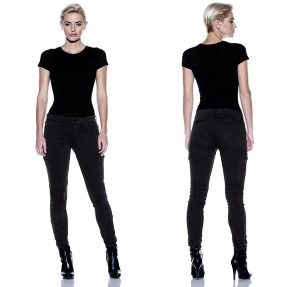 Habitual Denim Annex Onyx High Rise Cargo Pants Skinny Zipper Leg Stretchy - Picture 12 of 12